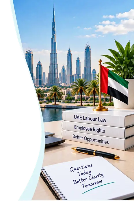 UAE books and a notebook for questions